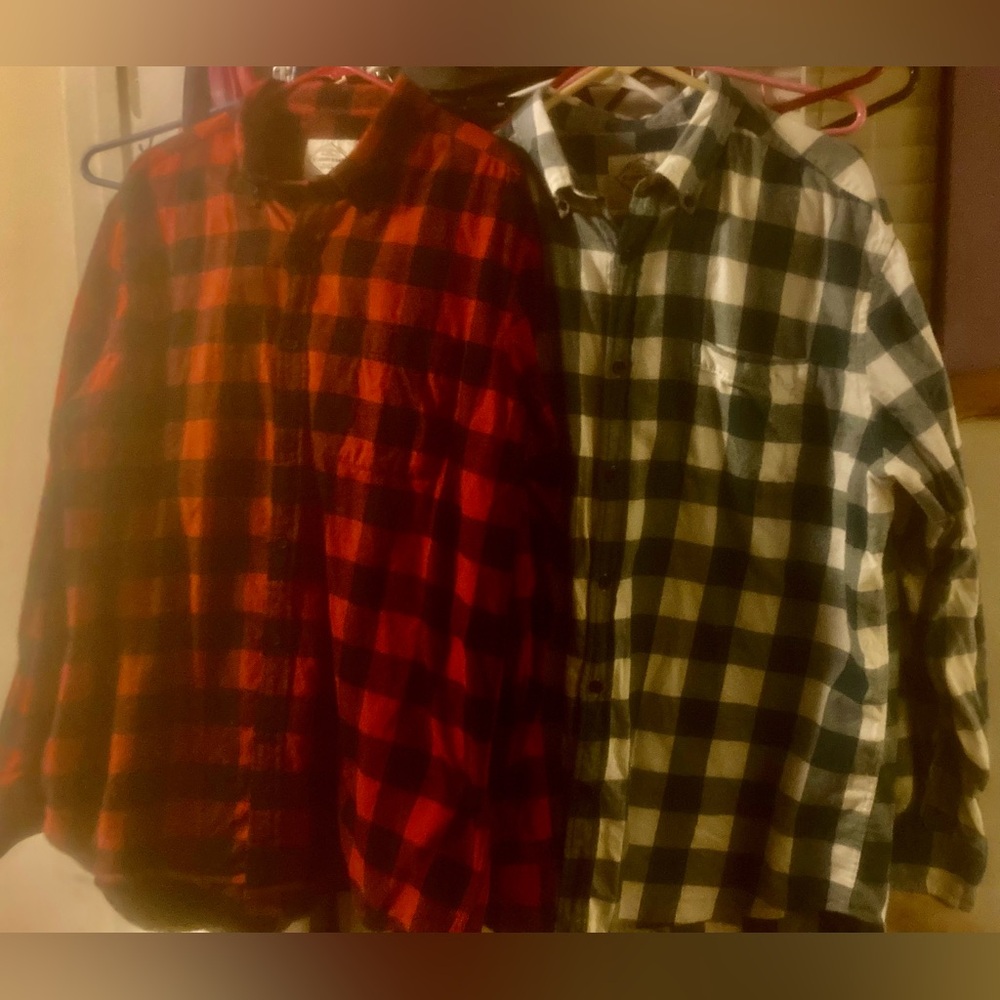 2 Mens JC Penney St. John's Bay Checkered Flannel Shirts Size XL